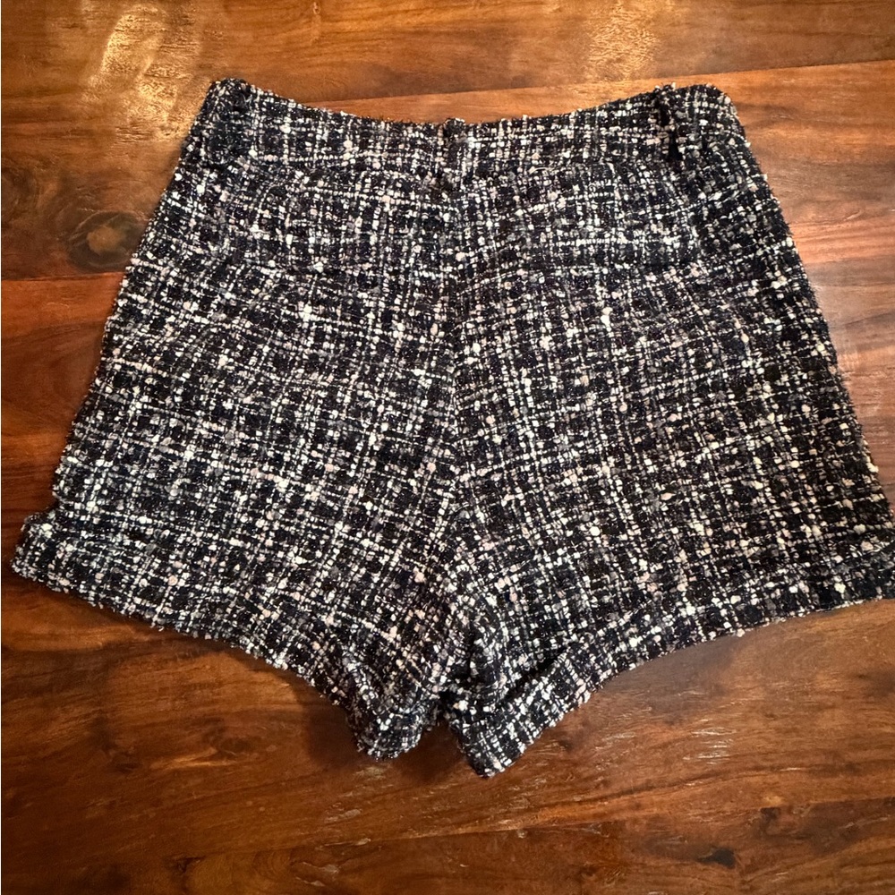 Kori High Waist Tweed Shorts in Black and White - Picture 3 of 3